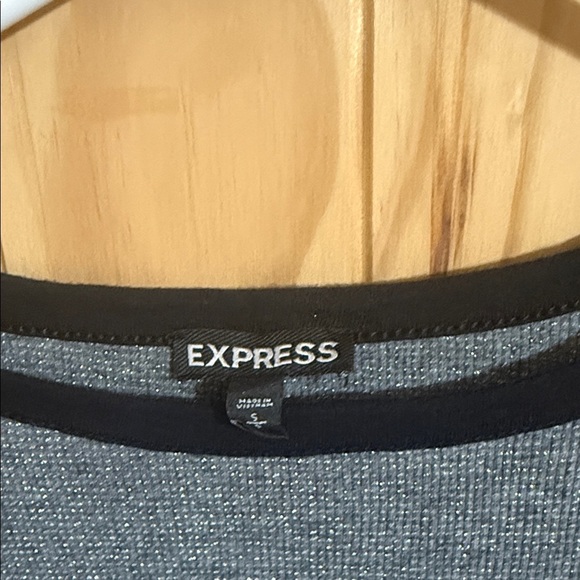 Express Women's Sparkling Gray and Black Long Sleeve Top - Picture 2 of 6